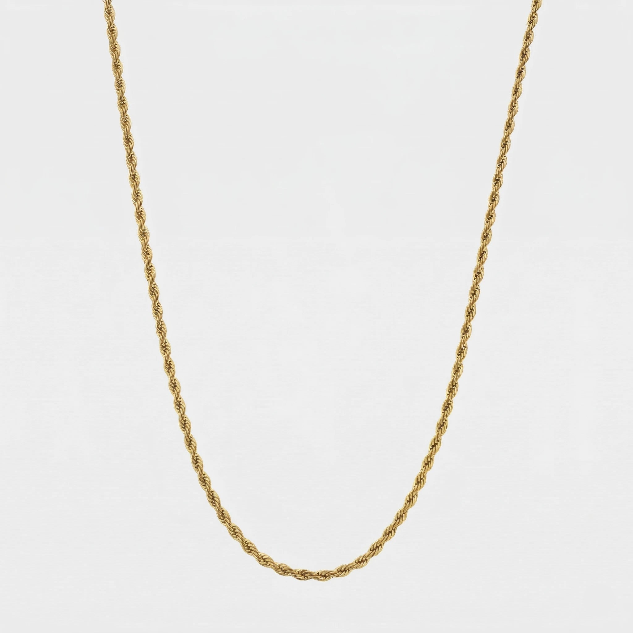 Gold rope chain, 3mm on a white background