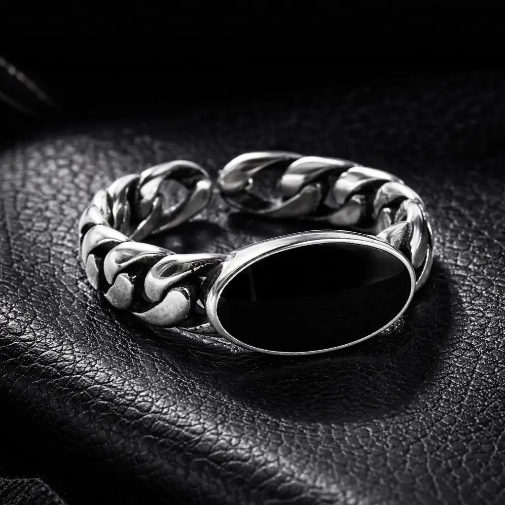 Agate Link Chain Ring