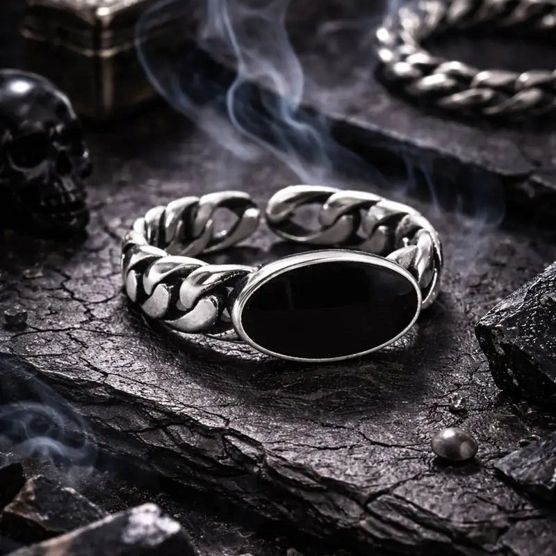 AGATE LINK CHAIN RING