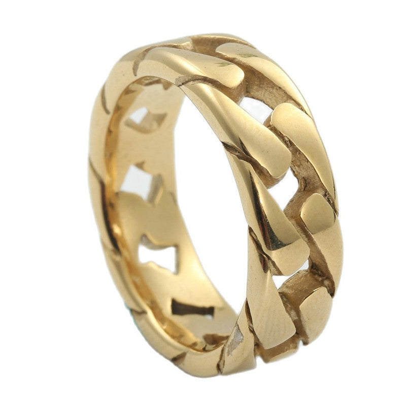 FLAT LINK CHAIN RING - GOLD