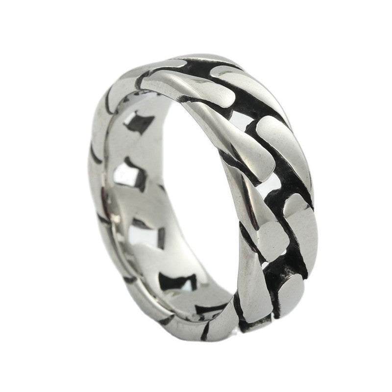FLAT LINK CHAIN RING - SILVER