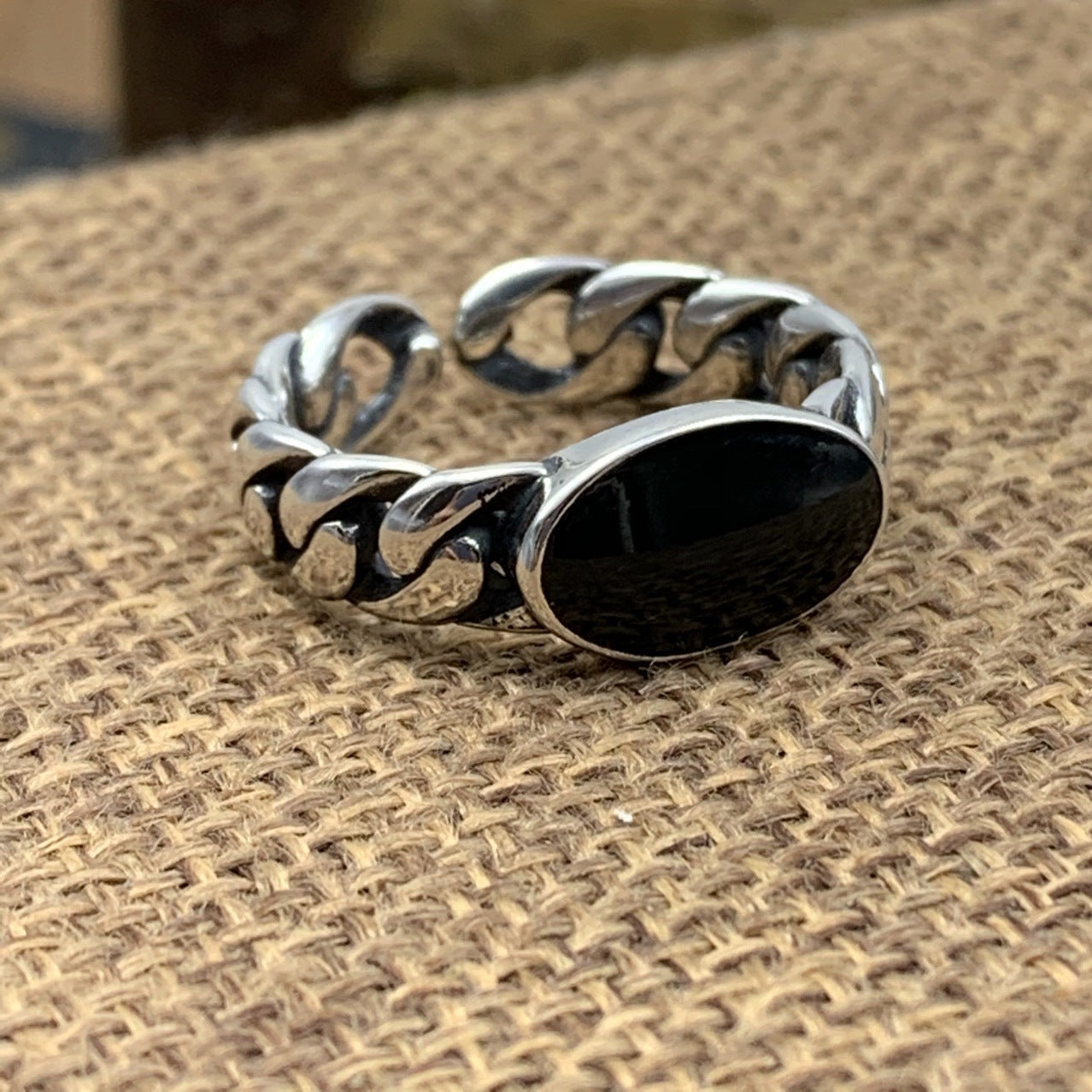 AGATE LINK CHAIN RING
