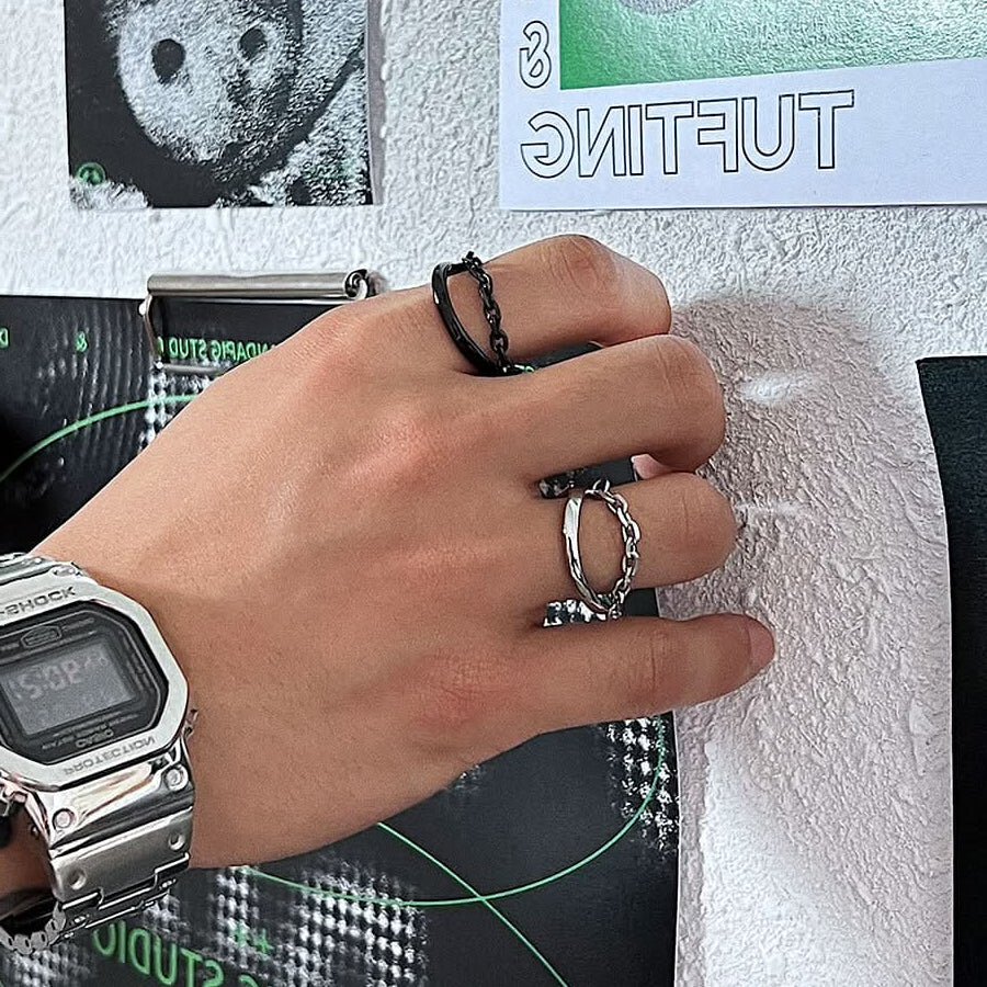 DOUBLE LAYER RING - BLACK - Boujisphere