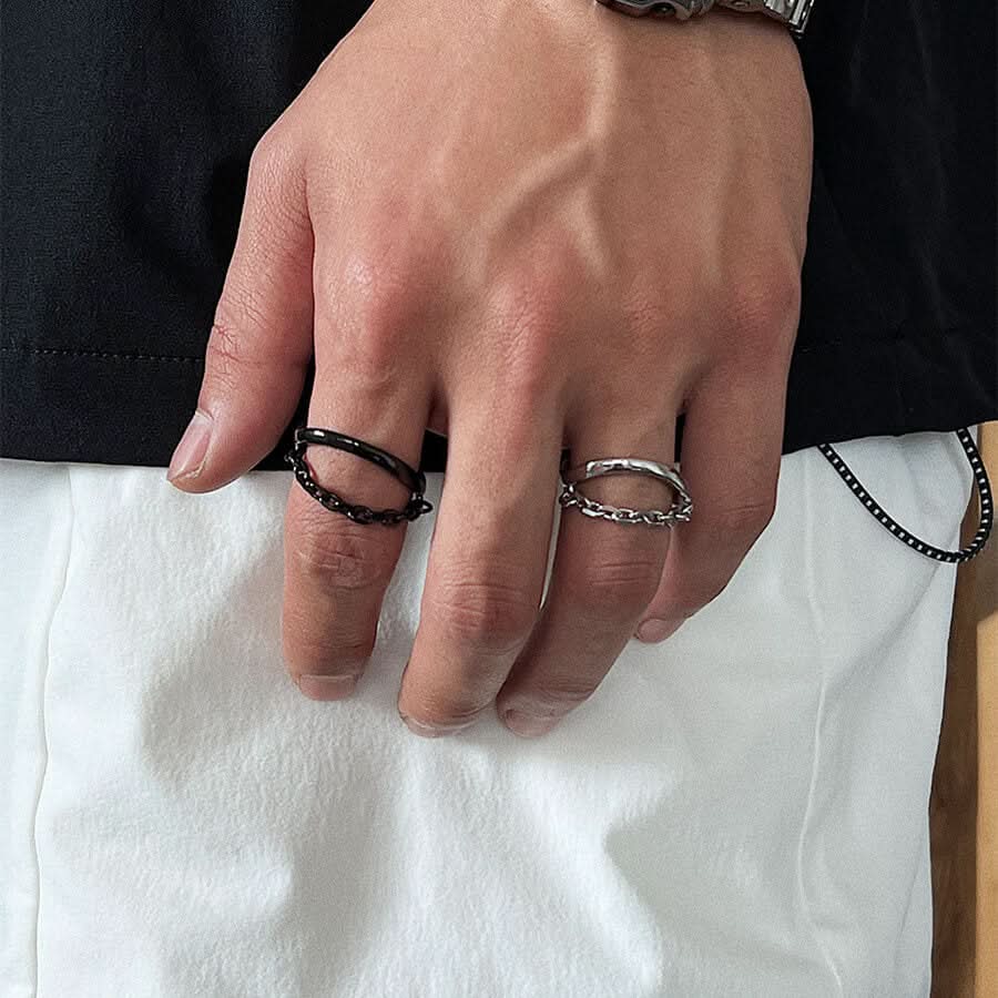 DOUBLE LAYER RING - BLACK - Boujisphere