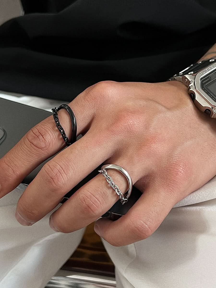 DOUBLE LAYER RING - BLACK - Boujisphere