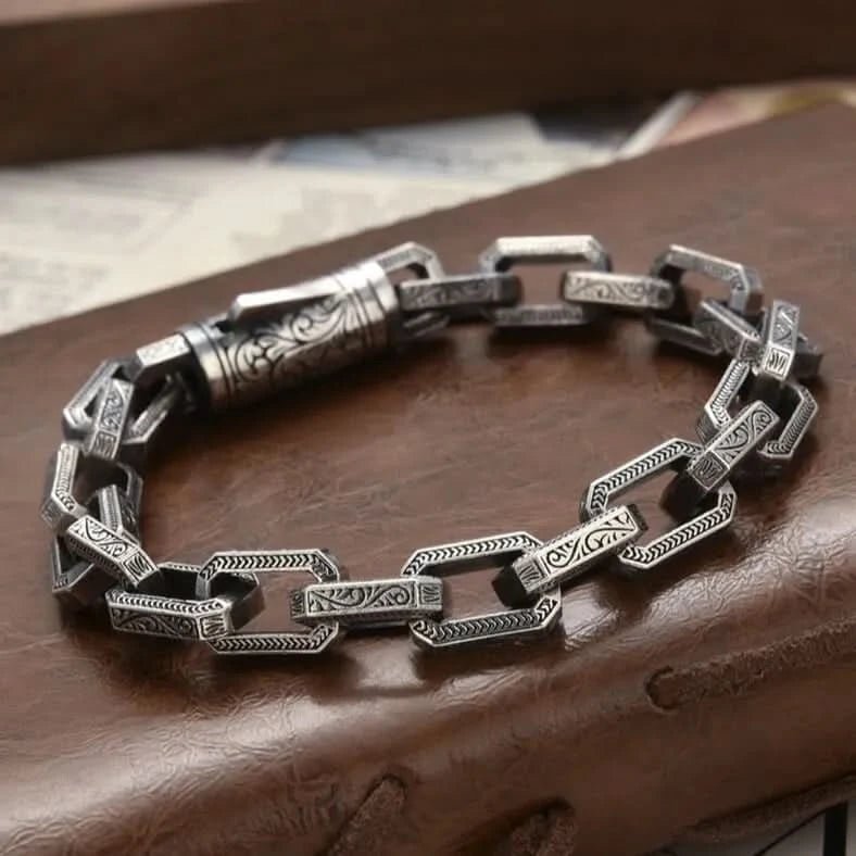 EMBOSSED ANCHOR BRACELET - SILVER - Boujisphere