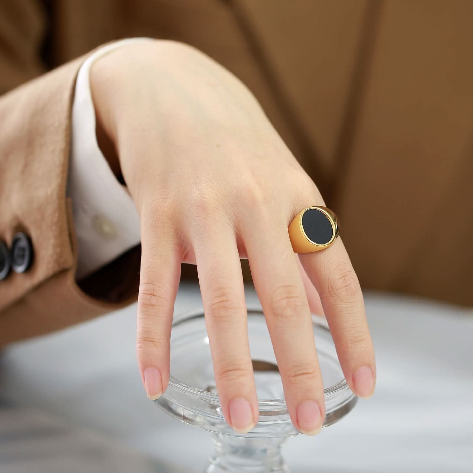 OVAL AGATE RING - GOLD - Boujisphere