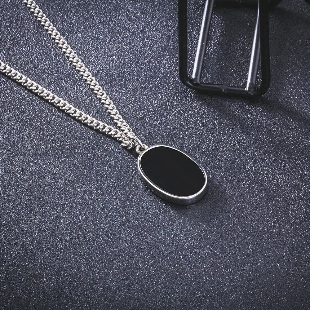 OVAL NECKLACE – BLACK - Boujisphere