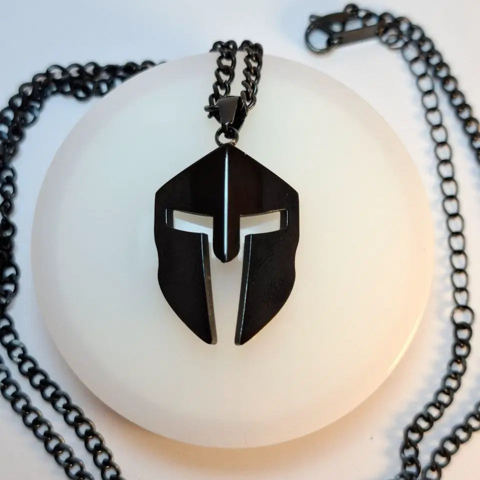 SPARTAN HELMET NECKLACE - BLACK