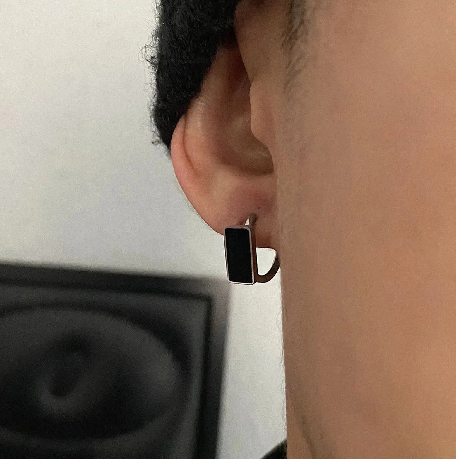 RECTANGULAR EARRING - BLACK - Boujisphere