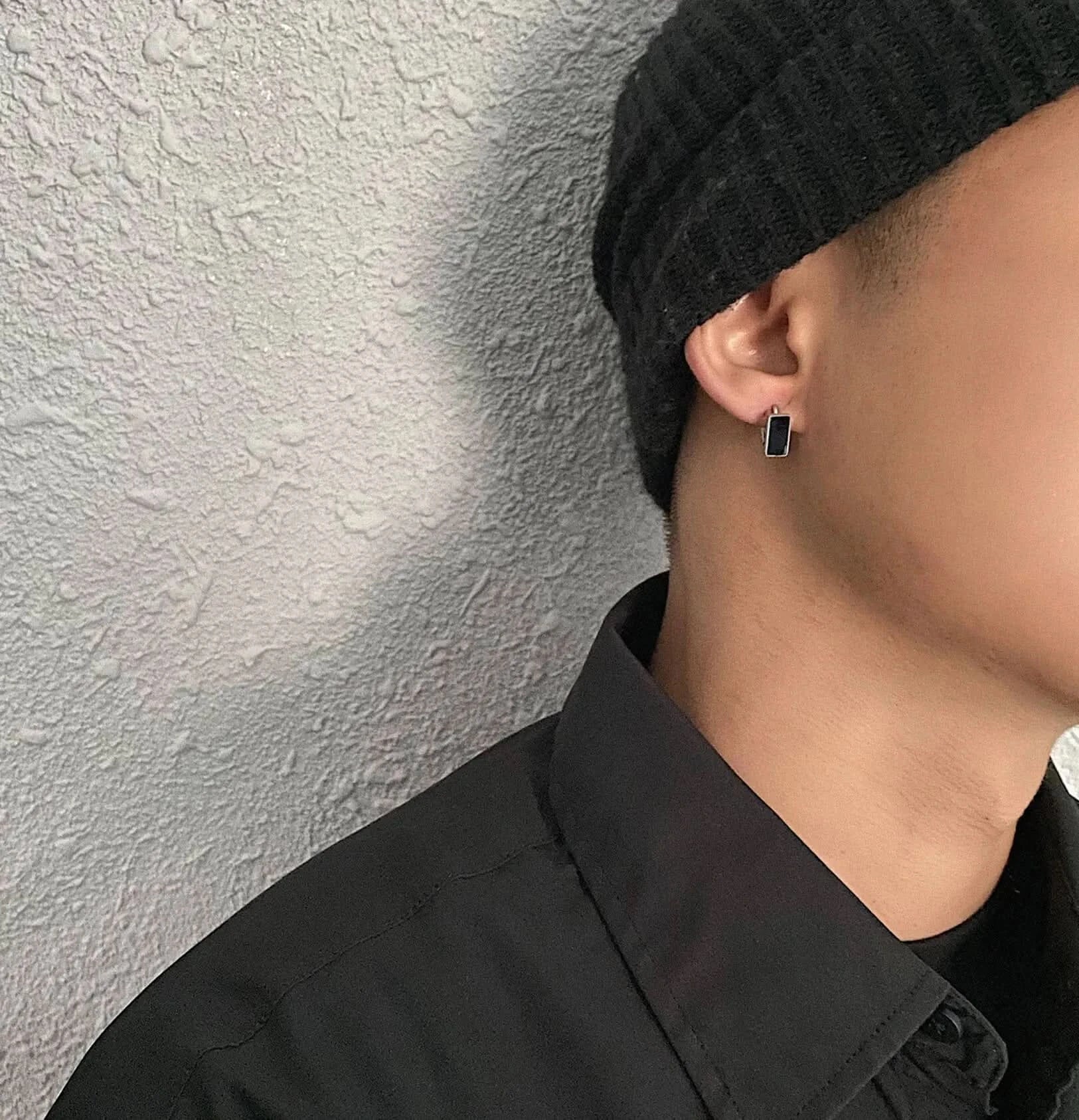 RECTANGULAR EARRING - BLACK - Boujisphere