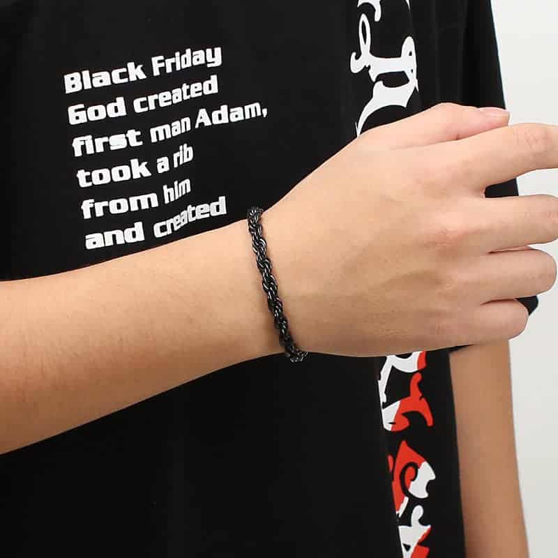 TWIST CHAIN BRACELET - BLACK - Boujisphere