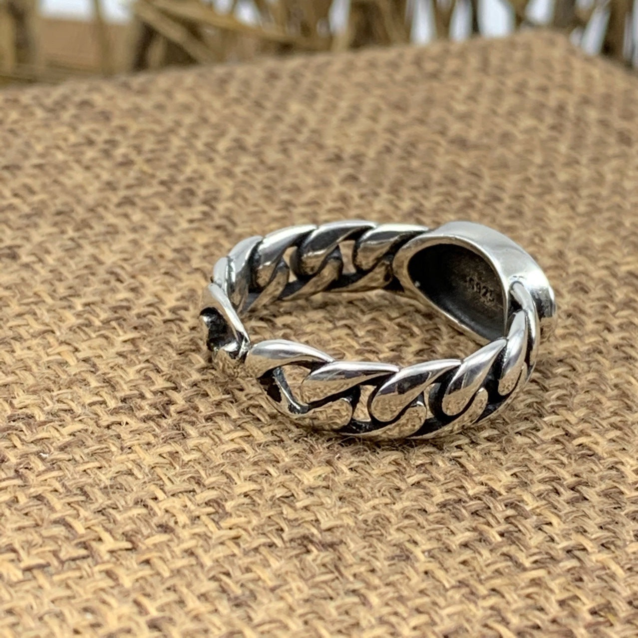 Agate Link Chain Ring