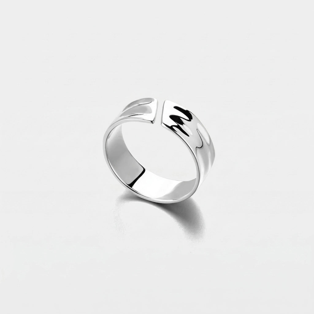 Tidal Curve Ring Silver – Men's Platinum Stainless Steel Ring