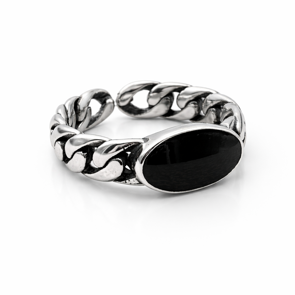 Agate Link Chain Ring