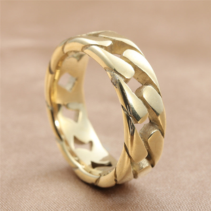 FLAT LINK CHAIN RING - GOLD