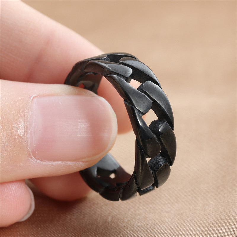 FLAT LINK CHAIN RING - BLACK