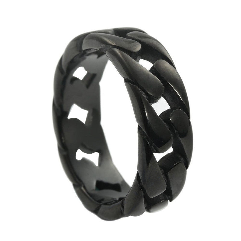 FLAT LINK CHAIN RING - BLACK