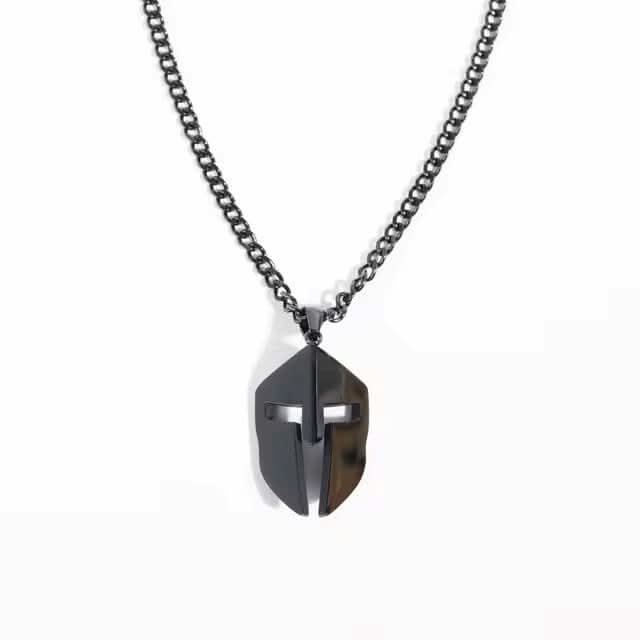 SPARTAN HELMET NECKLACE - BLACK