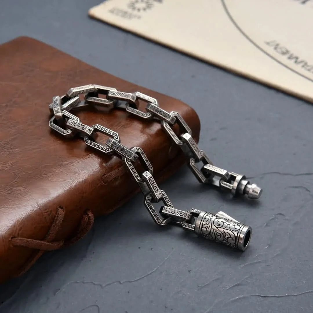 EMBOSSED ANCHOR BRACELET - SILVER - Boujisphere