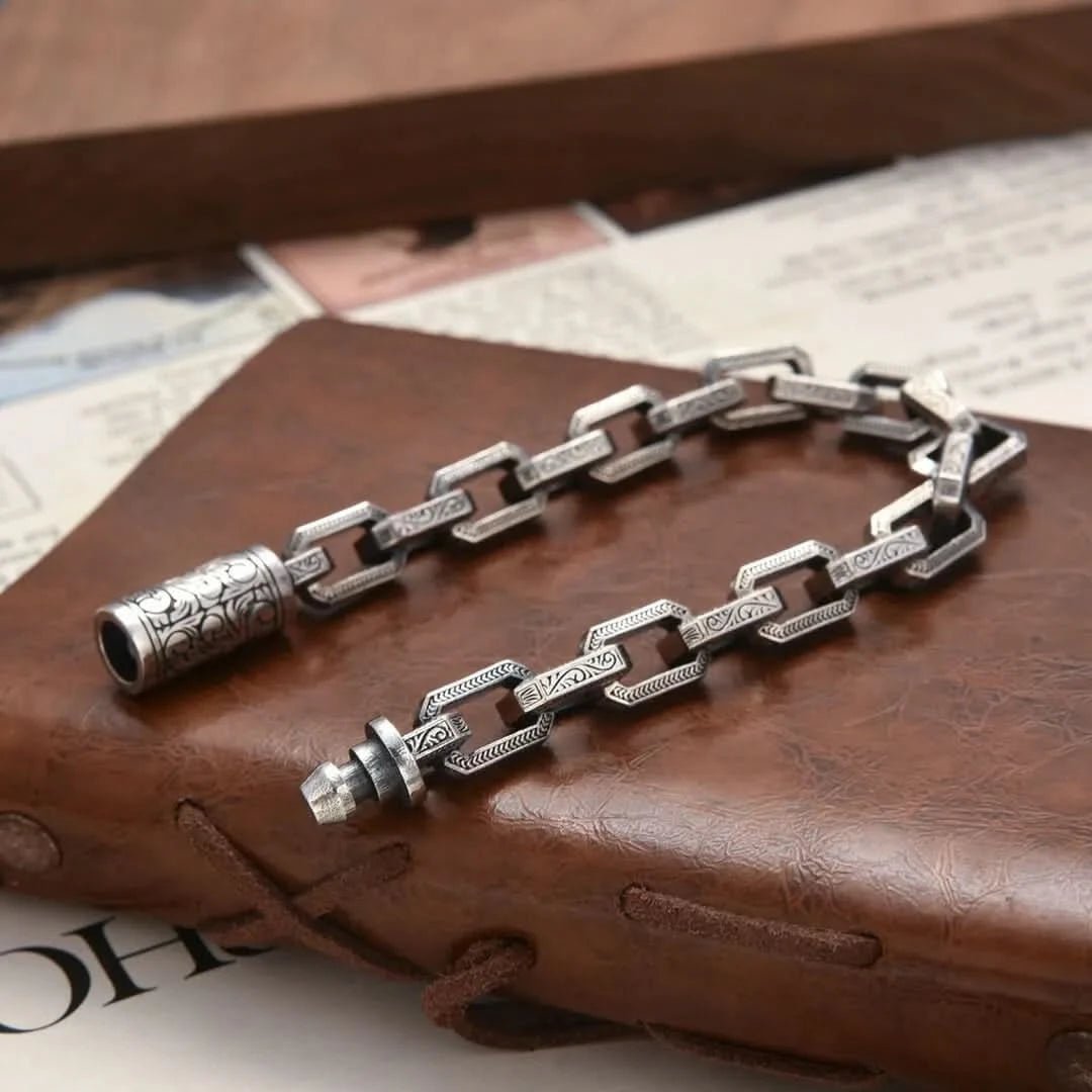 EMBOSSED ANCHOR BRACELET - SILVER - Boujisphere